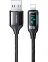 Cablul împletit USAMS U78 lightning 1.2m LED 2.4A Încărcare Rapidă negru/black SJ543USB01