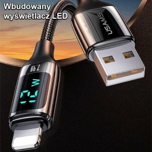 USAMS Nylon Cable U78 Lightning 1.2m LED 2.4A Fast Charging black SJ543USB01 (US-SJ543)
