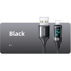 Kabel pletený USAMS U78 lightning 1.2m LED 2.4A rychlé nabíjení černý/black SJ543USB01