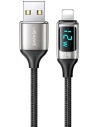 Kabel împletit USAMS U78 lightning 1.2m LED 2.4A Încărcare rapidă argintiu negru SJ543USB02
