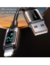Kup Kabel împletit USAMS U78 lightning 1.2m LED 2.4A Încărcare rapidă argintiu negru SJ543USB02 - USA332SLVBLK - {ean13} - Sklep Home Screen