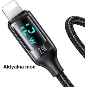 USAMS Nylon Cable U78 Lightning 1.2m LED 2.4A Fast Charging silver black SJ543USB02 (US-SJ543)