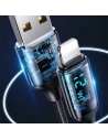 Kup Kabel împletit USAMS U78 lightning 1.2m LED 2.4A Încărcare rapidă argintiu negru SJ543USB02 - USA332SLVBLK - {ean13} - Sklep Home Screen