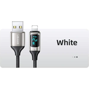 USAMS Nylon Cable U78 Lightning 1.2m LED 2.4A Fast Charging silver black SJ543USB02 (US-SJ543)