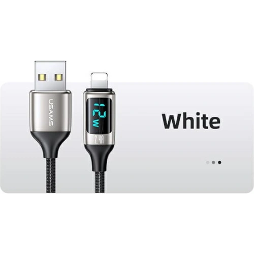 Kup Kabel împletit USAMS U78 lightning 1.2m LED 2.4A Încărcare rapidă argintiu negru SJ543USB02 - USA332SLVBLK - {ean13} - Sklep Home Screen