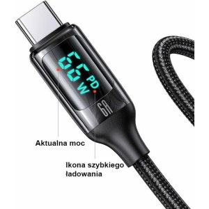 Kabel geflochten USAMS U78 USB-C 1.2m LED 6A Schnellladung weiß/white SJ544USB02