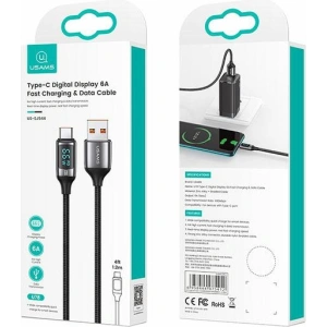 Kabel geflochten USAMS U78 USB-C 1.2m LED 6A Schnellladung weiß/white SJ544USB02