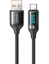 Kábel fonott USAMS U78 USB-C 1.2m LED 6A Gyors Töltés fekete/black SJ544USB01