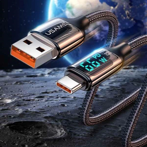 Kup Kábel fonott USAMS U78 USB-C 1.2m LED 6A Gyors Töltés fekete/black SJ544USB01 - USA334BLK - {ean13} - Sklep Home Screen