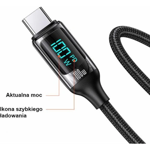Kup Cablul împletit USAMS U78 USB-C la USB-C LED 1.2m 100W Încărcare rapidă alb/white SJ546USB02 - USA335WHT - {ean13} - Sklep Home Screen