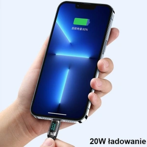 Kabel geflochten USAMS U78 USB-C auf Lightning LED 1.2m 20W PD Schnellladung weiß/white SJ545USB02