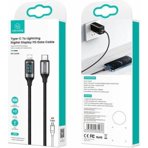 Kabel geflochten USAMS U78 USB-C auf Lightning LED 1.2m 20W PD Schnellladung weiß/white SJ545USB02