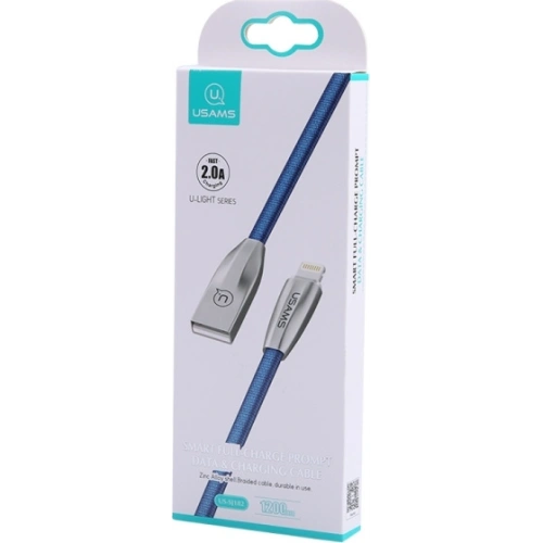 Kup Kabel pleciony USAMS U-Light Lightning niebieski/blue 1,2m IPZSUSB03 - USA340BLU - {ean13} - Sklep Home Screen