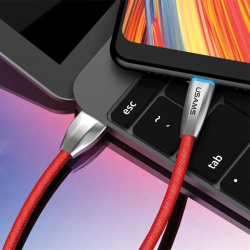Kup Kabel pleciony USAMS U-Light USB-C czerwony/red 1,2m TCZSUSB04 - USA342RED - {ean13} - Sklep Home Screen