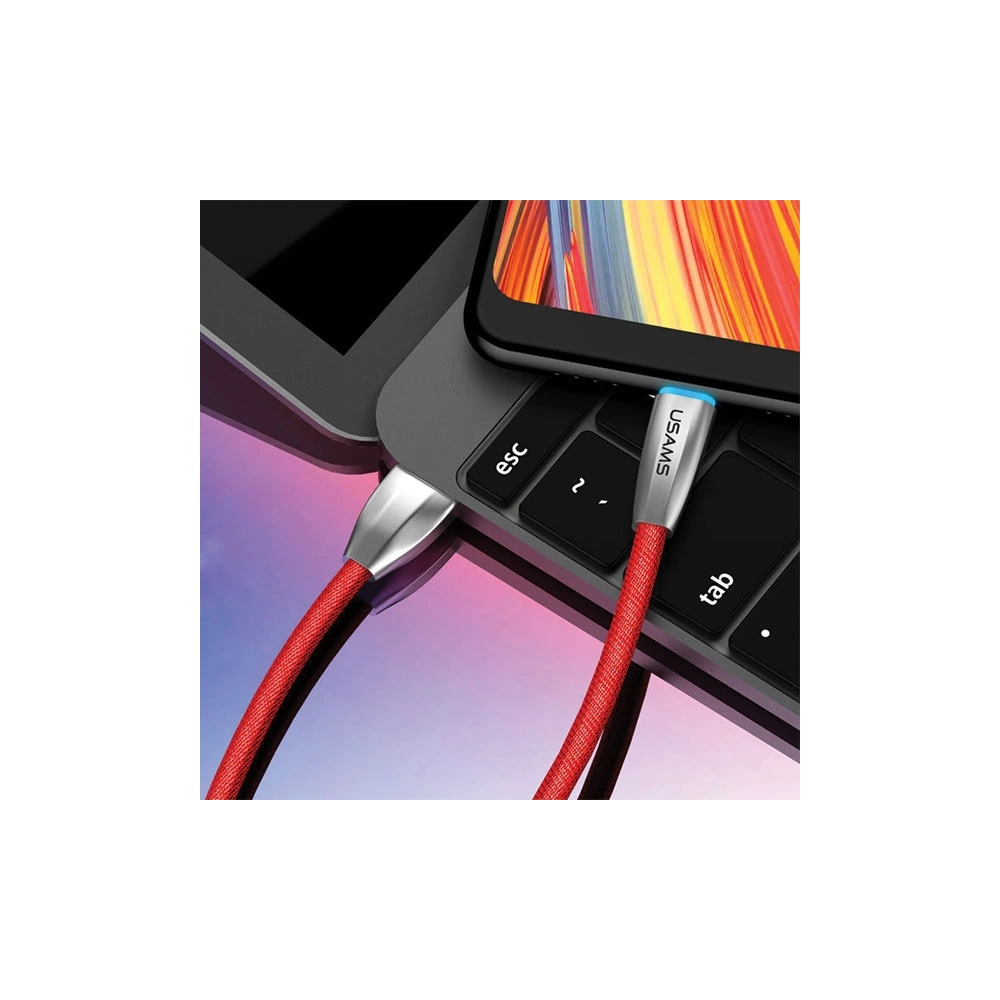 Kabel pleciony USAMS U-Light USB-C czerwony/red 1,2m TCZSUSB04