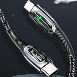 USAMS USB-C auf Lightning Smart Power-off Kabel 20W PD 1.2m schwarz/black SJ518USB01