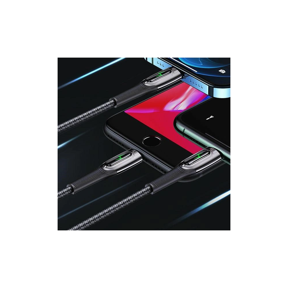 Kabel pleciony USAMS USB-C na Lightning Smart Power-off 20W PD Cable 1.2m czarny/black SJ518USB01