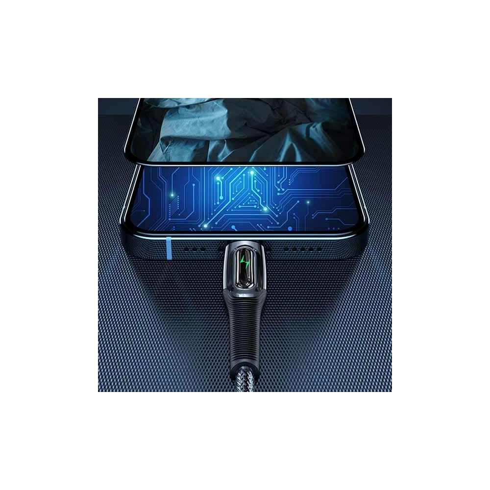 Kabel pleciony USAMS USB-C na Lightning Smart Power-off 20W PD Cable 1.2m czarny/black SJ518USB01