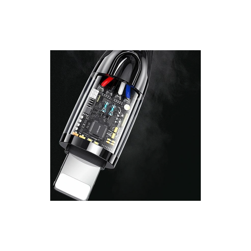 Kabel pleciony USAMS USB-C na Lightning Smart Power-off 20W PD Cable 1.2m czarny/black SJ518USB01