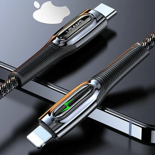 Buy USAMS Nylon Cable USB-C - Lightning Smart Power-off 20W PD Cable 1.2m black SJ518USB01 (US-SJ518) - USA343BLK - {ean13} - Home Screen Store Europe