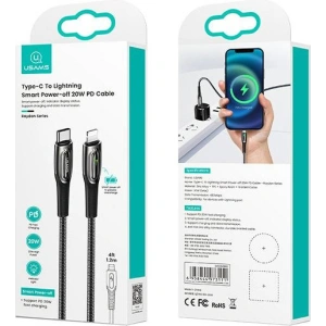 USAMS USB-C auf Lightning Smart Power-off Kabel 20W PD 1.2m schwarz/black SJ518USB01