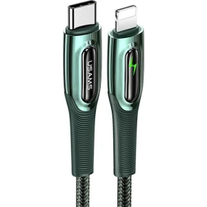 Kabel pleciony USAMS USB-C auf Lightning Smart Power-off 20W PD Cable1.2m dunkelgrün/dark green SJ518USB02