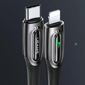 Kabel pleciony USAMS USB-C auf Lightning Smart Power-off 20W PD Cable1.2m dunkelgrün/dark green SJ518USB02