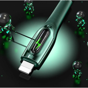 Kabel pleciony USAMS USB-C auf Lightning Smart Power-off 20W PD Cable1.2m dunkelgrün/dark green SJ518USB02