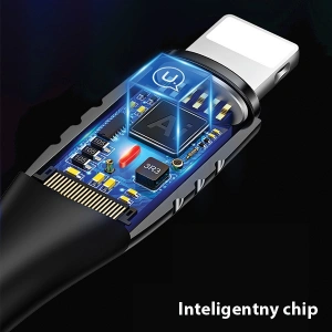 Kabel pleciony USAMS U-Tone lightning 1.2m Power-off 2A Fast Charging czarny/black SJ344USB01