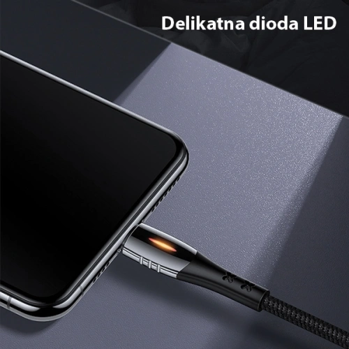 Kup Cablul împletit USAMS U-Tone lightning 1.2m Power-off 2A Încărcare rapidă negru/black SJ344USB01 - USA346BLK - {ean13} - Sklep Home Screen