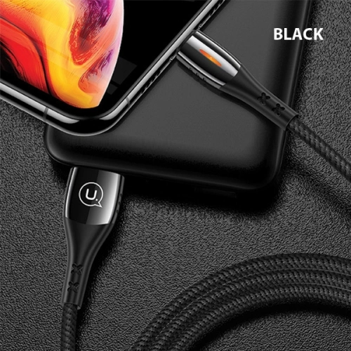 Kup Cablul împletit USAMS U-Tone lightning 1.2m Power-off 2A Încărcare rapidă negru/black SJ344USB01 - USA346BLK - {ean13} - Sklep Home Screen