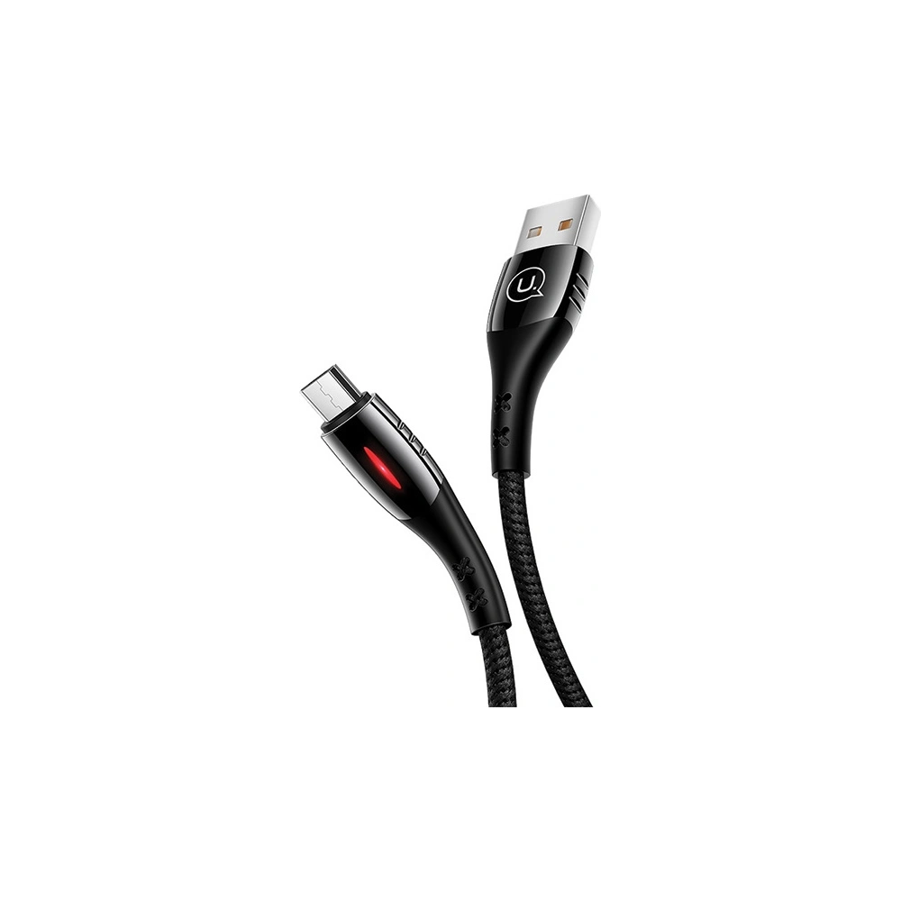 Kabel pleciony USAMS U-Tone microUSB 1.2m Power-off 2A Fast Charging czarny/black SJ346USB01