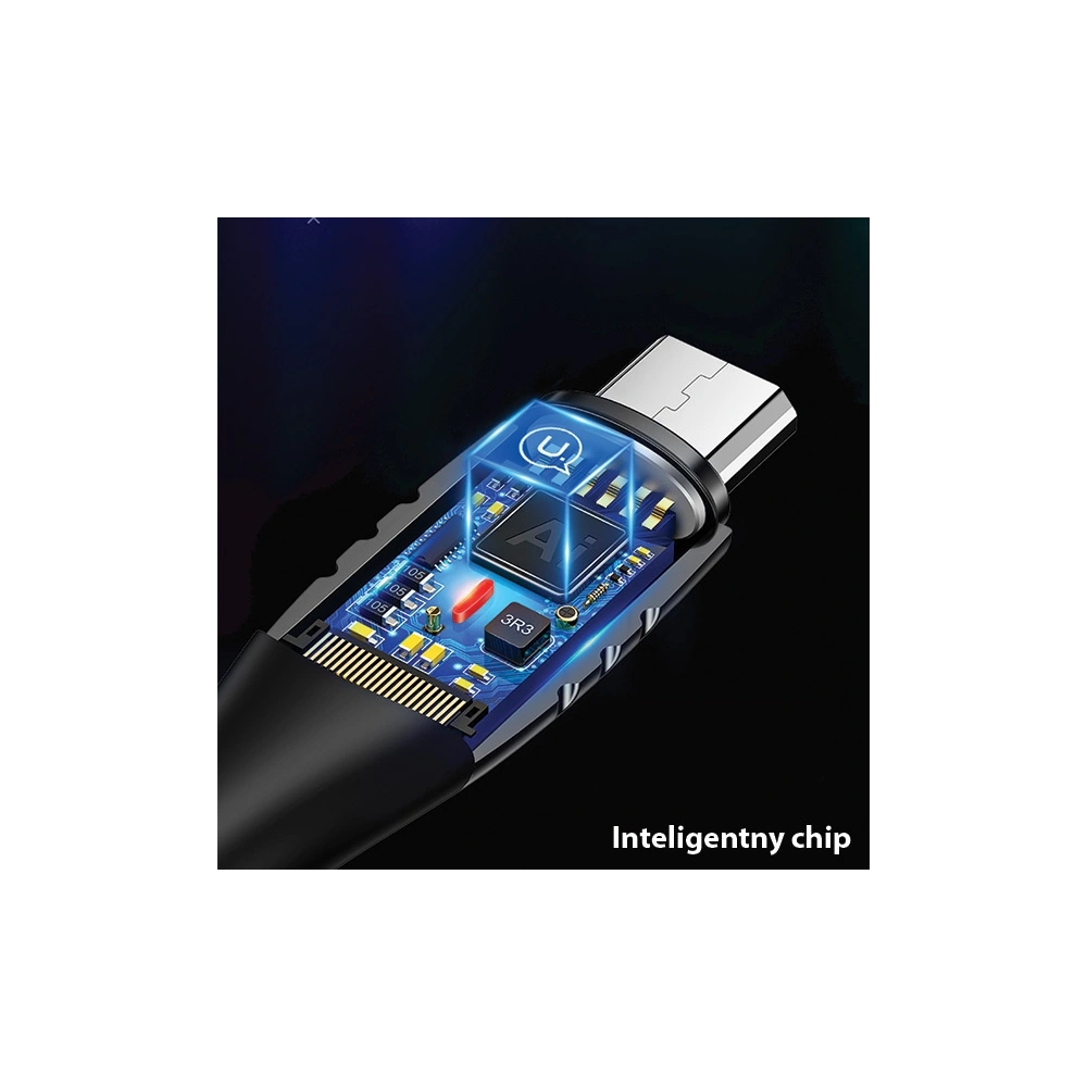 Kabel pleciony USAMS U-Tone microUSB 1.2m Power-off 2A Fast Charging czarny/black SJ346USB01