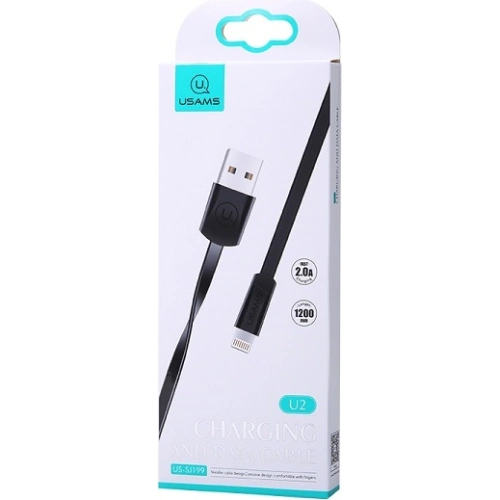 Kup Kábel lapos USAMS U2 Lightning 1,2m fekete/black SJ199IP01 Apple iPhone 5/6/7/8/X - USA352BLK - {ean13} - Sklep Home Screen