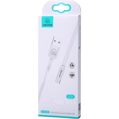 Kup Kabel płaski USAMS U2 microUSB 1,2m biały/white SJ201MIC02 - USA356WHT - {ean13} - Sklep Home Screen