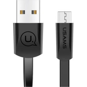 USAMS U2 lapos kábel microUSB 1,2m fekete/SJ201MIC01