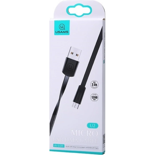 Kup Plochý kabel USAMS U2 microUSB 1,2m černý/black SJ201MIC01 - USA357BLK - {ean13} - Sklep Home Screen