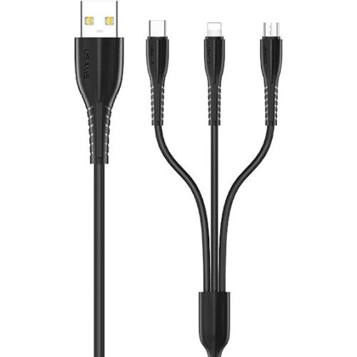 Kup Cablul USAMS U35 3w1 1m 2A Încărcare rapidă negru/black (lightning/microUSB/USB-C) SJ367USB01 - USA377BLK - {ean13} - Sklep Home Screen