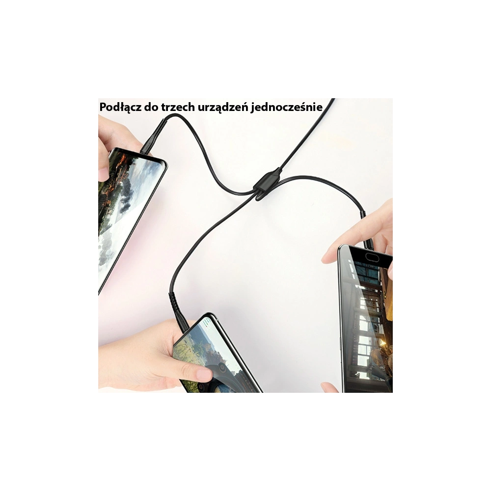 Kabel USAMS U35 3w1 1m 2A Fast Charge czarny/black (lightning/microUSB/USB-C) SJ367USB01