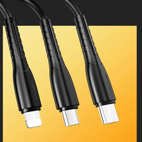 Kup Cablul USAMS U35 3w1 1m 2A Încărcare rapidă negru/black (lightning/microUSB/USB-C) SJ367USB01 - USA377BLK - {ean13} - Sklep Home Screen