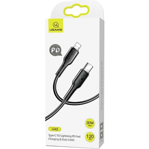 Kup Kabel USAMS U43 USB-C na Lightning 30W PD 1.2m černý/black SJ406USB01 - USA389BLK - {ean13} - Sklep Home Screen