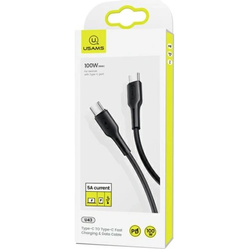 Kup Kabel USAMS U43 USB-C la USB-C 100W PD Încărcare Rapidă 5A 1.2m negru/black SJ459USB01 - USA391BLK - {ean13} - Sklep Home Screen