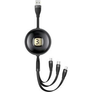 Kabel USAMS U69 3w1 1m černý/black (lightning/microUSB/USB-C) SJ508USB01