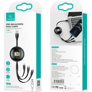 Kabel USAMS U69 3w1 1m czarny/black (lightning/microUSB/USB-C) SJ508USB01