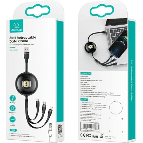 Kup Kabel USAMS U69 3w1 1m zelený/green (lightning/microUSB/USB-C) SJ508USB03 - USA424GRN - {ean13} - Sklep Home Screen