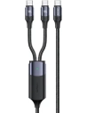 USAMS U71 2xUSB-C to USB-C 1,2m 100W PD Gyors Töltő kábel fekete SJ551USB01
