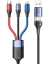 Kábel USAMS U71 3w1 1.2m 3A Gyors Töltés fekete/black (USB/USB-C lightning/microUSB/USB-C) SJ549USB01