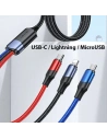 Kábel USAMS U71 3w1 1.2m 3A Gyors Töltés fekete/black (USB/USB-C lightning/microUSB/USB-C) SJ549USB01