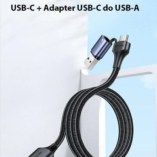 Kabel USAMS U71 3w1 1.2m 3A rychlé nabíjení černý/black (USB/USB-C na lightning/microUSB/USB-C) SJ549USB01