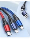 Kabel USAMS U71 3w1 1.2m 3A Încărcare rapidă negru/black (USB/USB-C la lightning/microUSB/USB-C) SJ549USB01